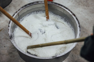 Mixing Steamed Rice